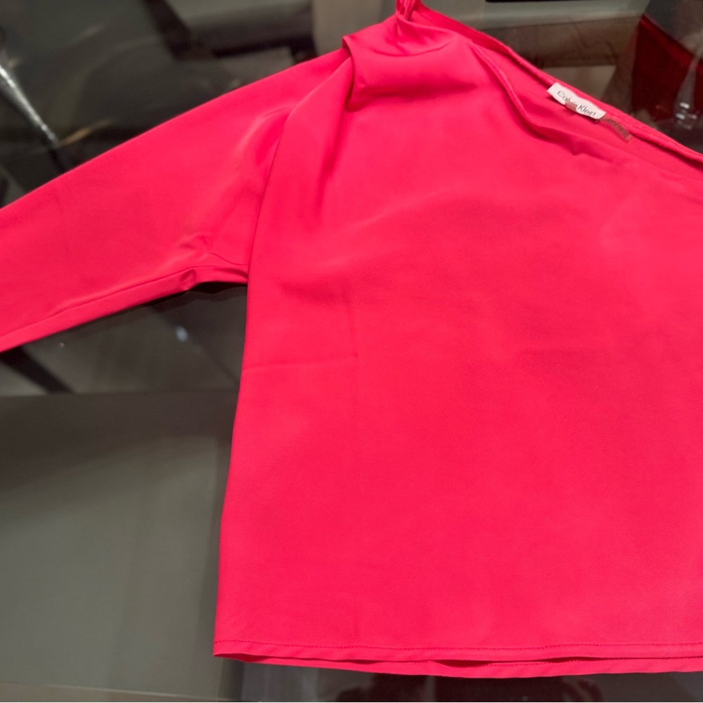Calvin Klein One Shoulder Vivid Pink Top Apparel